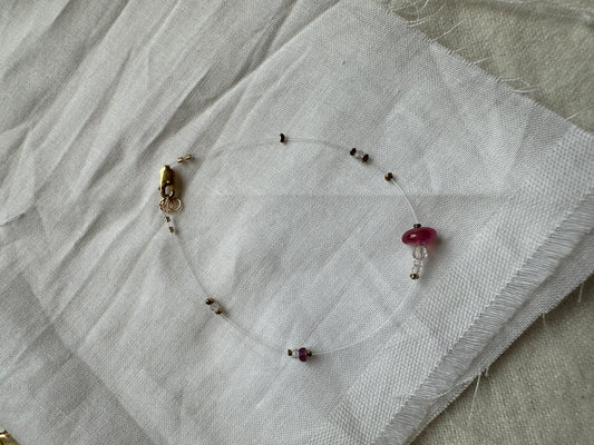 Handmade Bracelet | Monofilament, Ruby, Swarovski Crystal and Garnet