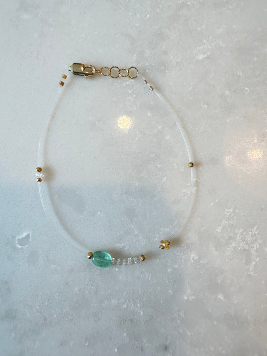 Handmade Bracelet | Oval Emerald + Sliced Yellow Sapphire