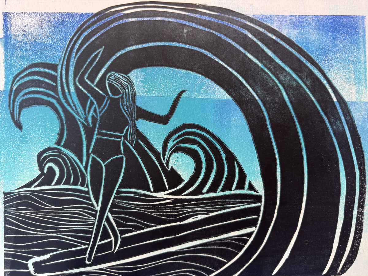 Chasing the Curl Block Print | 11" x 14"