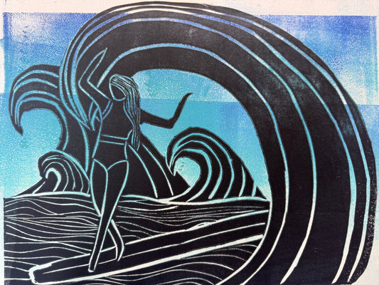Chasing the Curl Block Print | 11" x 14"