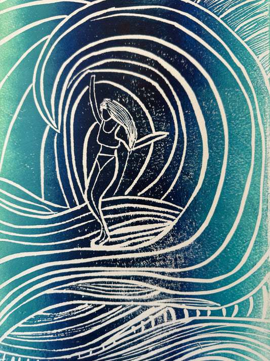 Inside the Wave Block Print | 11" x 14"