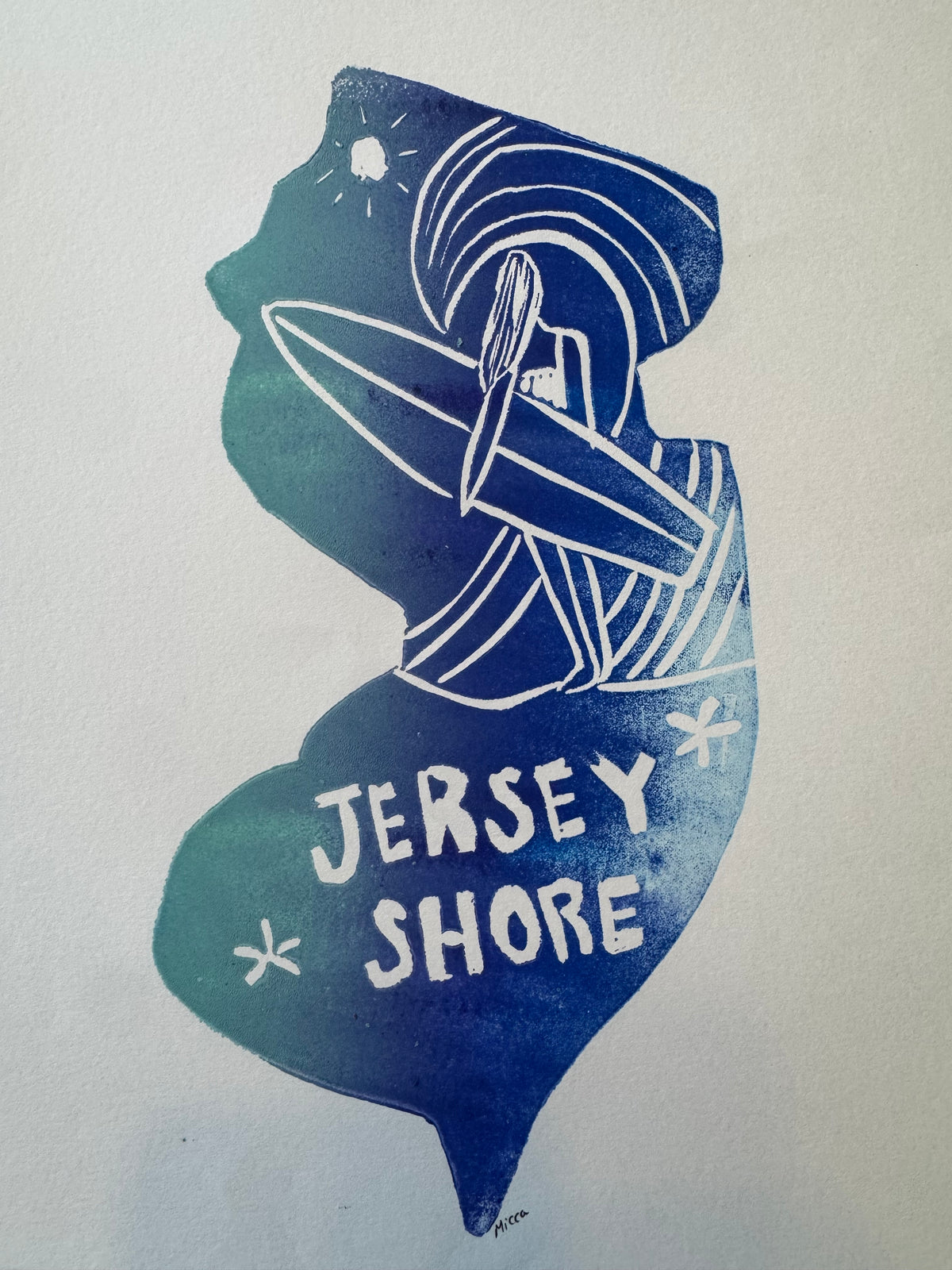 Jersey Shore Surfer Block Print | 11" x 14"