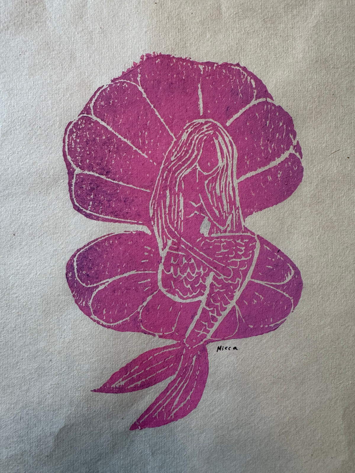 Mermaid Block Print | 8" x 10"