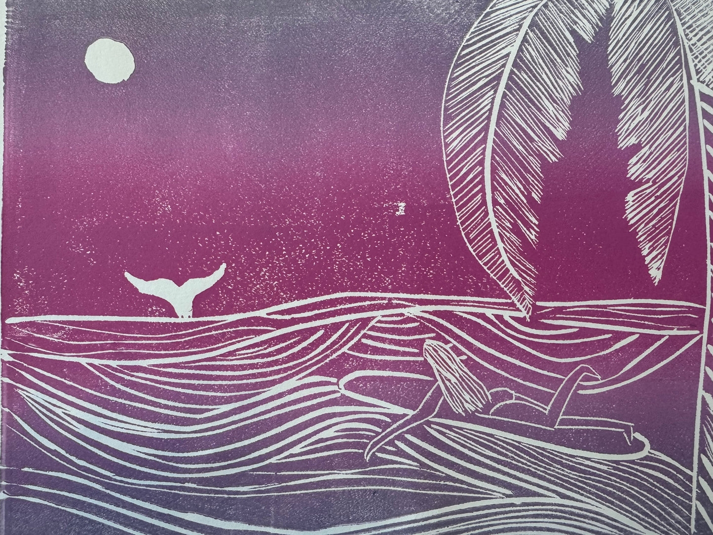 Moonlit Waves Block Print | 11" x 14"