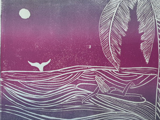 Moonlit Waves Block Print | 11" x 14"