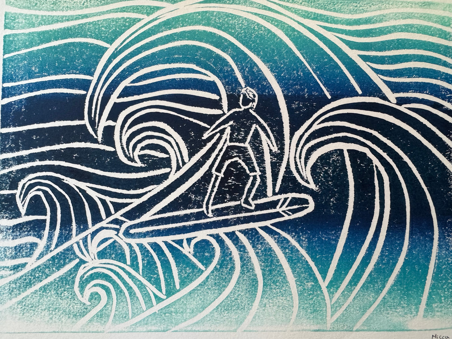 Riding the Crest Block Print | 11" x 14"