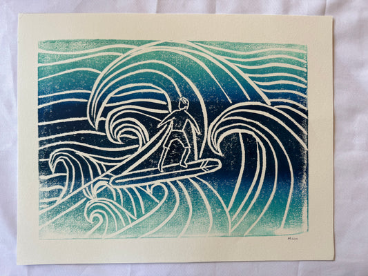 Riding the Crest Block Print | 11" x 14"