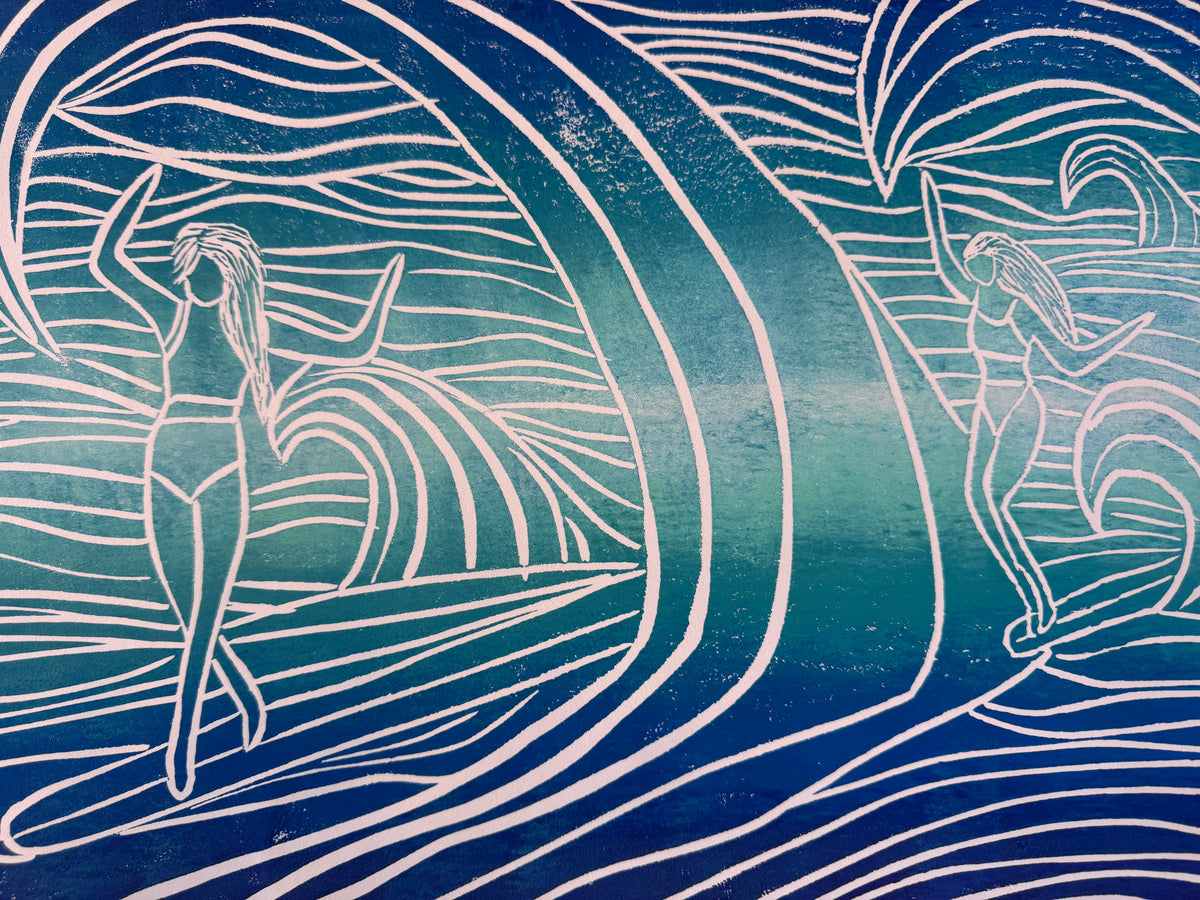 Riding the Waves Block Print | 11" x 14"