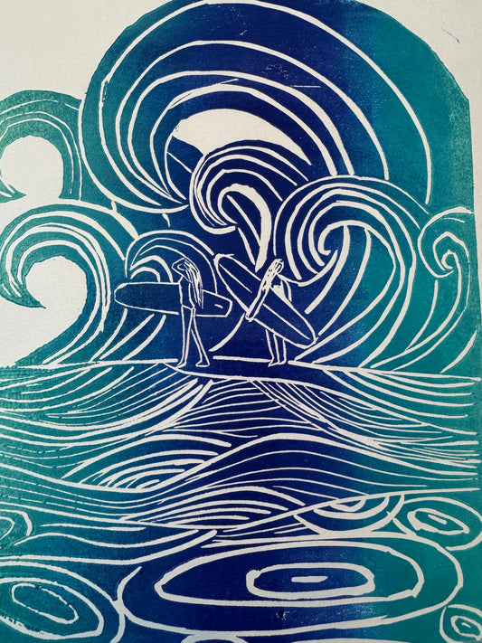 Surfing the Swell Block Print | 11" x 14"