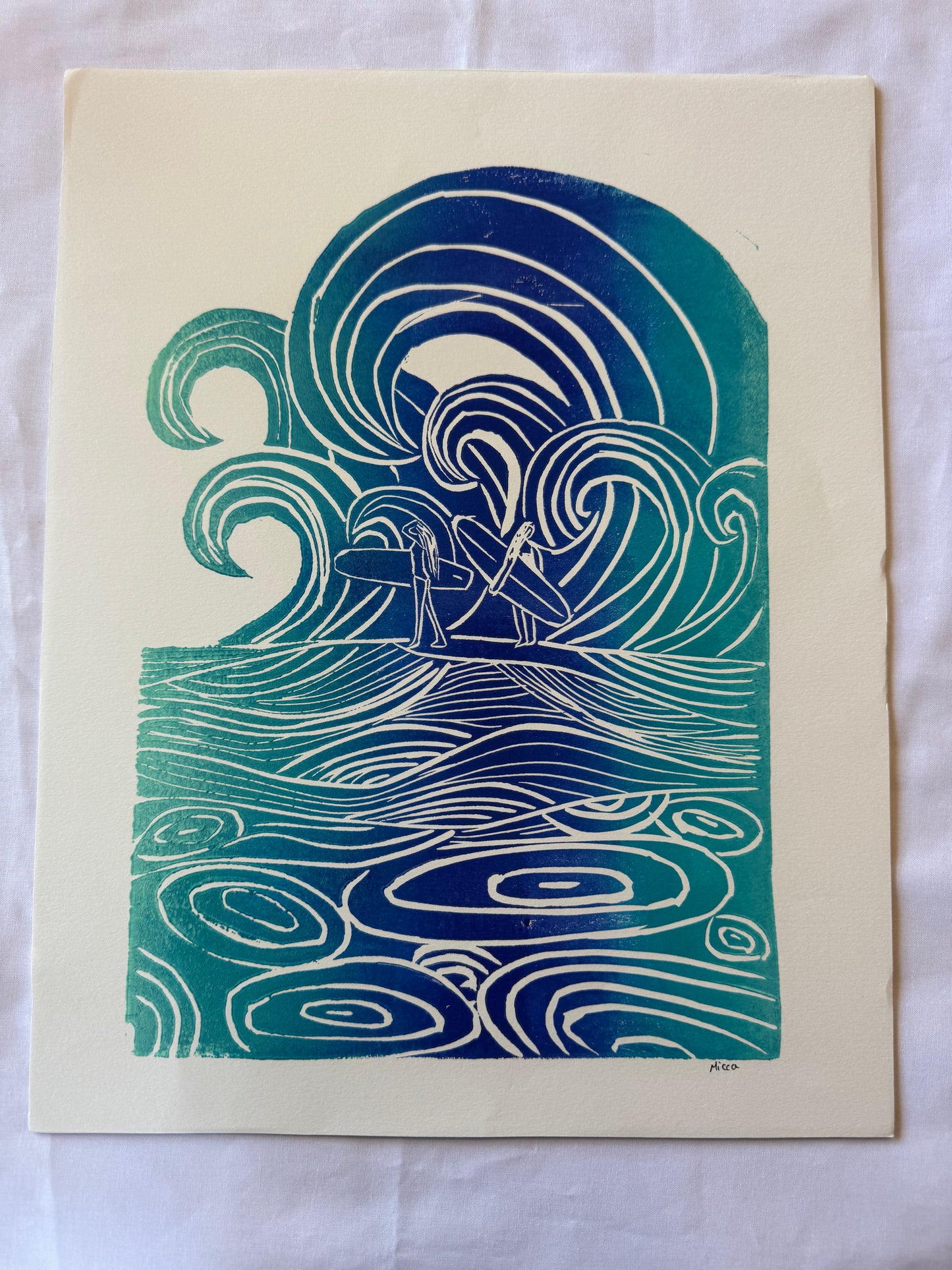 Surfing the Swell Block Print | 11" x 14"