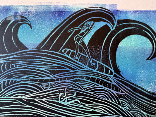 Wave Rider Block Print | 11" x 14"