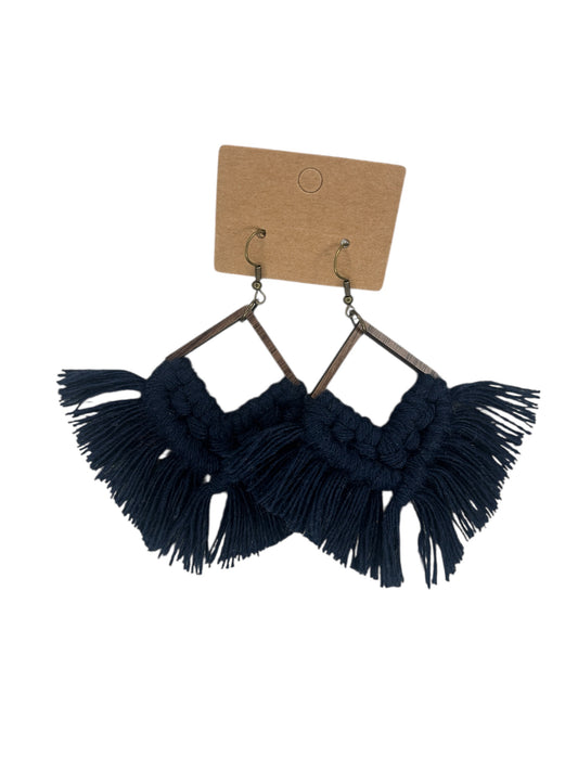 Earrings | Square Fringe | Navy