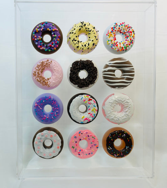 Resin and Acrylic 12 Donut Art, 11 x 14, Multi-Color (2)