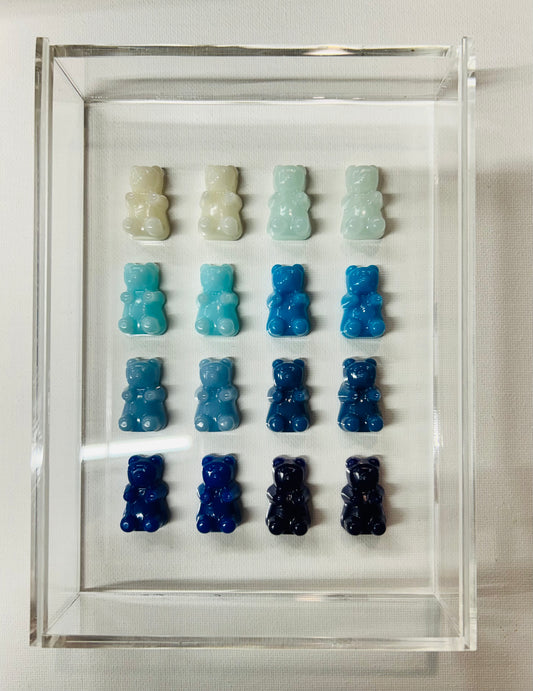 Resin and Acrylic 16 Gummy Bear Art, 5 x 7, Blues (CIR035)