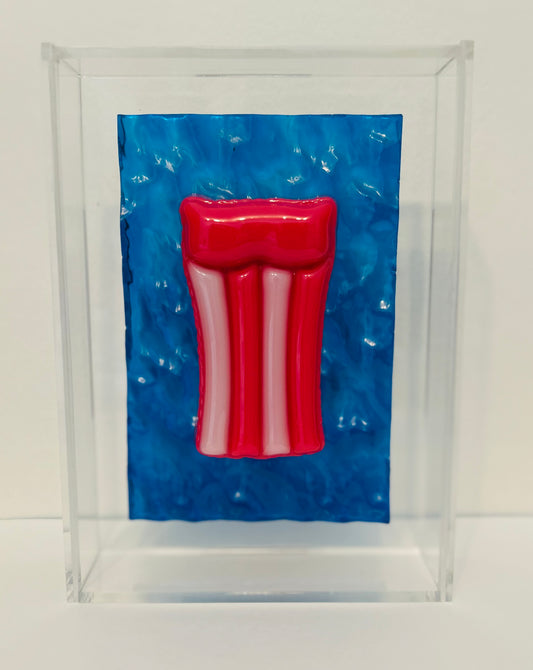 Resin and Acrylic 3 Pool Float Art, 5 x 7, Pinks