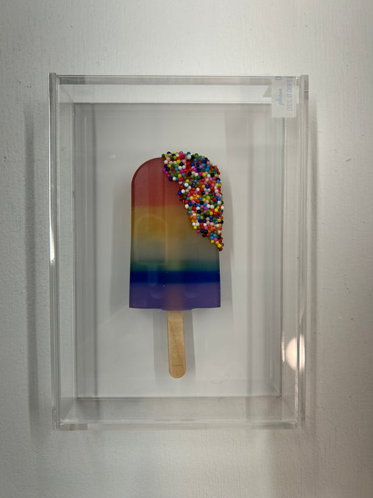 Resin and Acrylic Single Popsicle Art, 5 x 7, Rainbow (transparent) 2