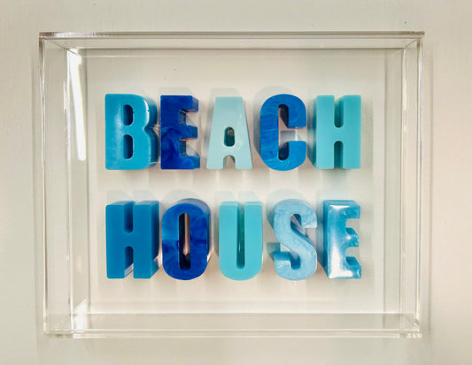 Resin and Acrylic "Beach House" Sign, 8 x 10, Blue (3)