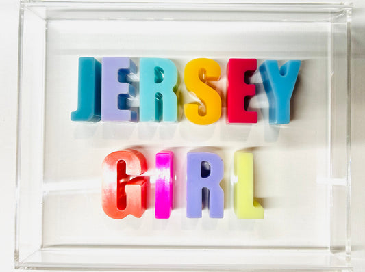 Resin and Acrylic "Jersey Girl" Sign, 8 x 10 Multi-color (CIR040)
