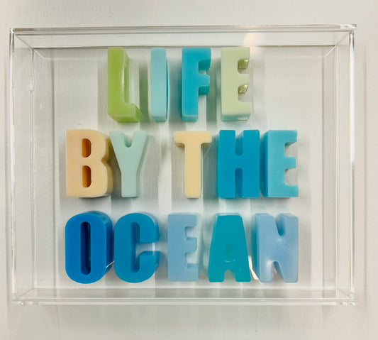 Resin and Acrylic "Life By The Ocean" Sign, 8 x 10, Multi-colored