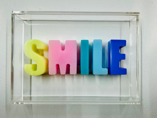 Resin and Acrylic "Smile" Sign, 5 x 7, Multi-Color CIR043