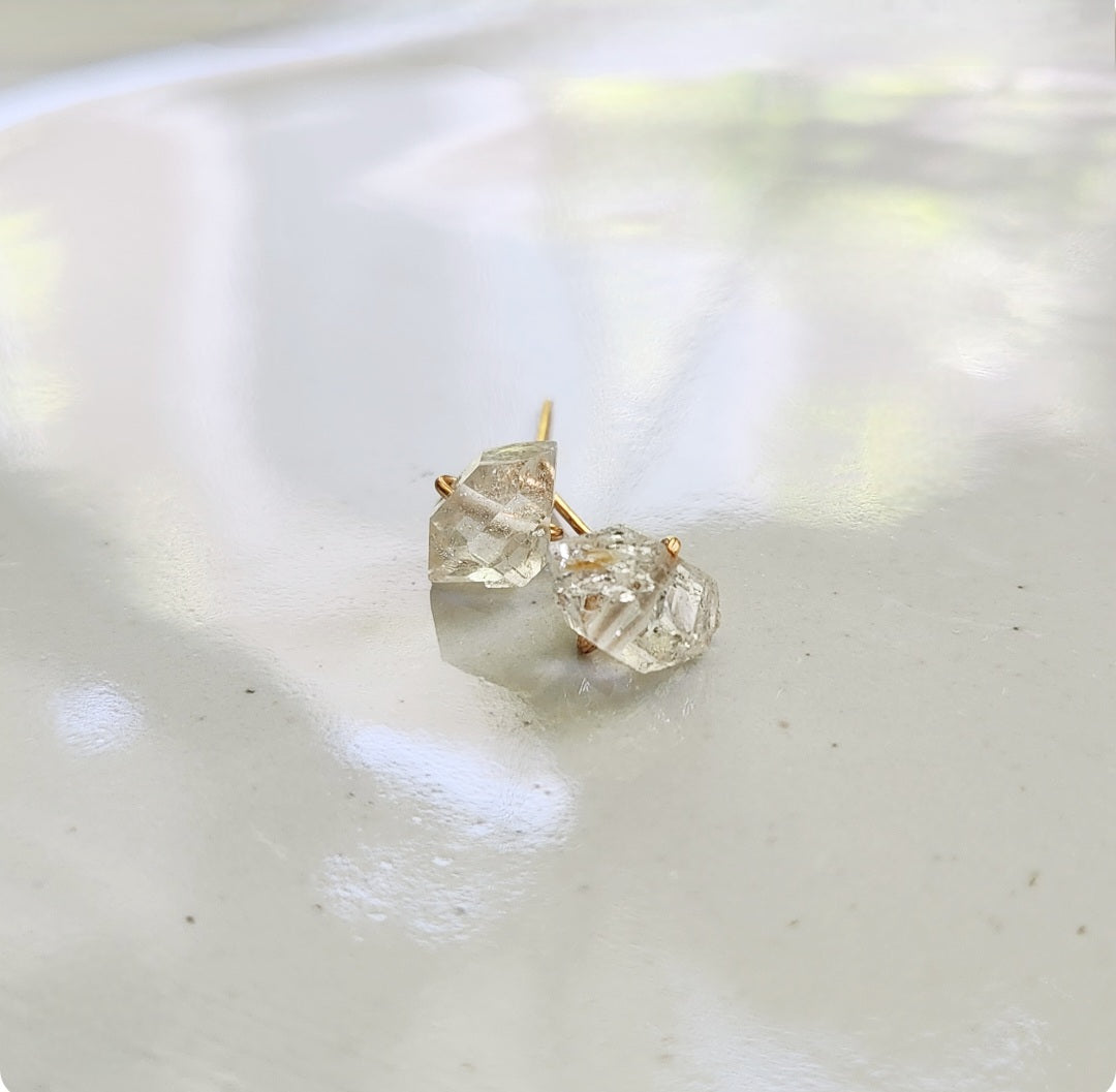 Tibetan Quartz + Brass Post Earrings