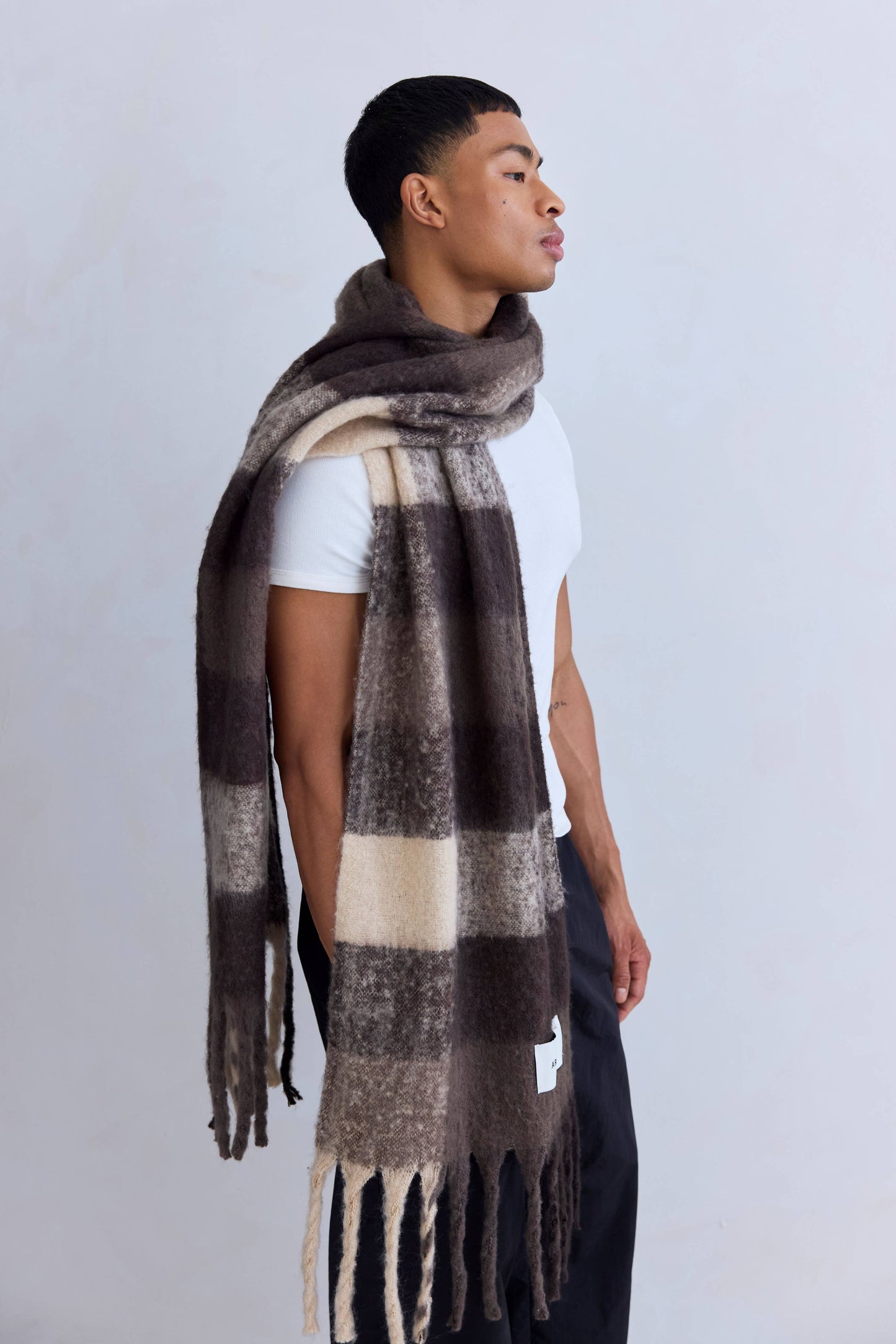 Ultra Soft Recycled Scarf | Brown Check