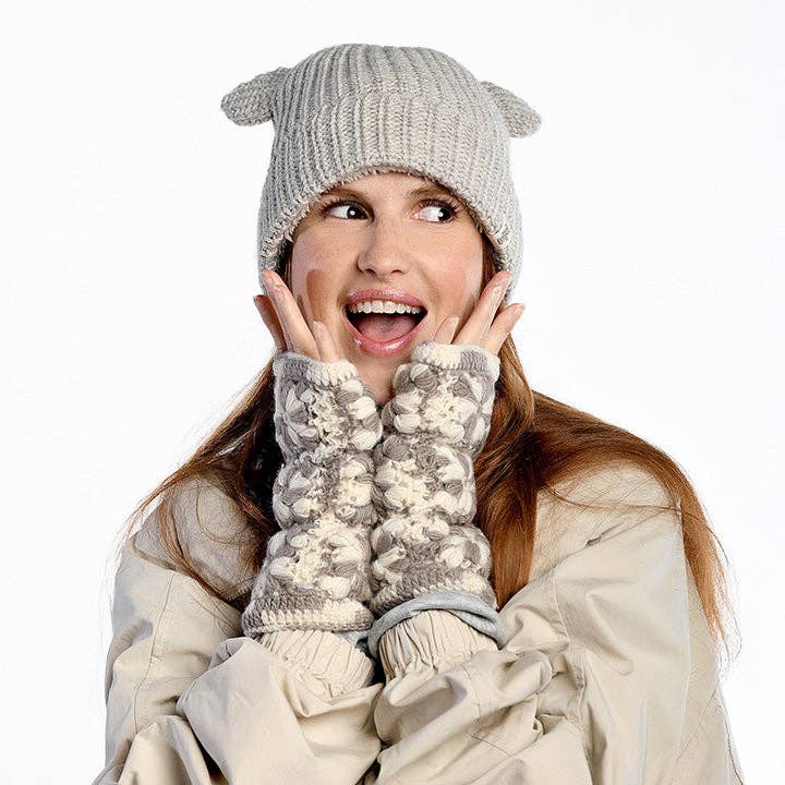 Crochet Handwarmers | Beige Multi