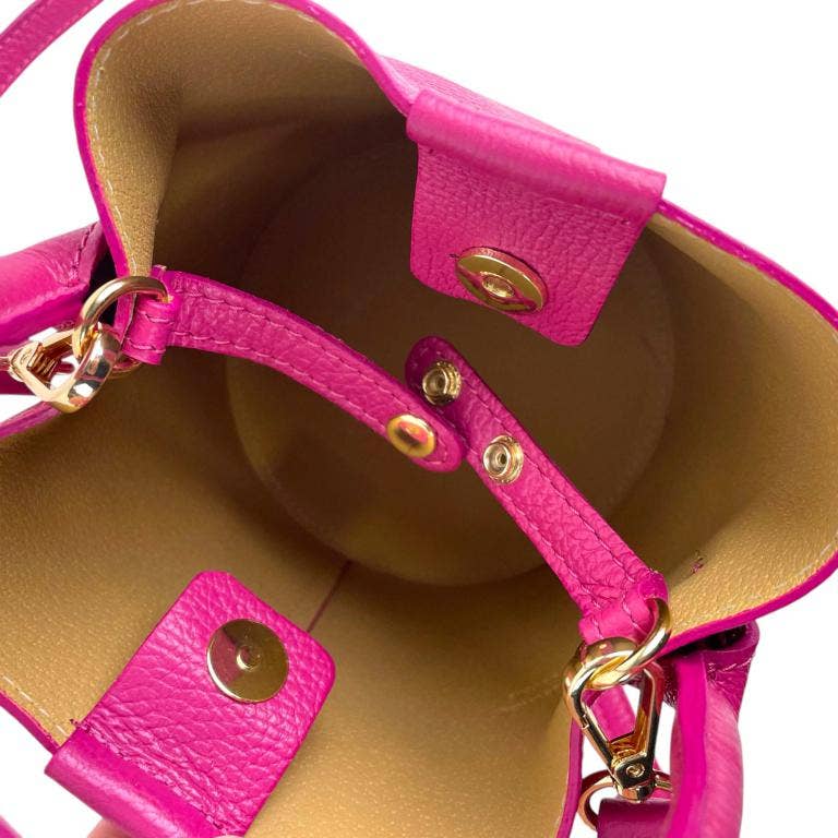 Italian Leather Bucket Handbag |  Electric Blue