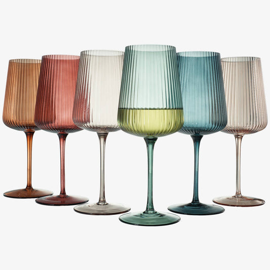 Muted Ribbed Wine Glass | 19 oz | Seasonal Color Collection