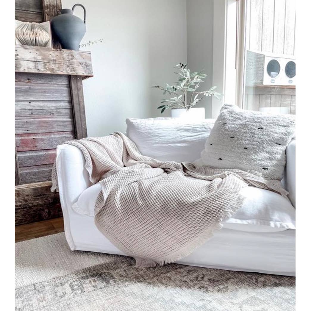Turkish Cotton Blanket | Olive