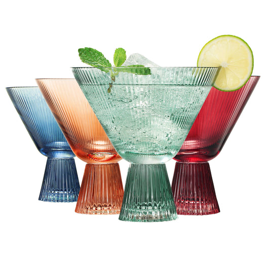 Ribbed Stemless Martini Glasses