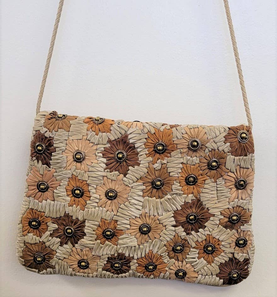 Boho Leather Crossbody Clutch Bag