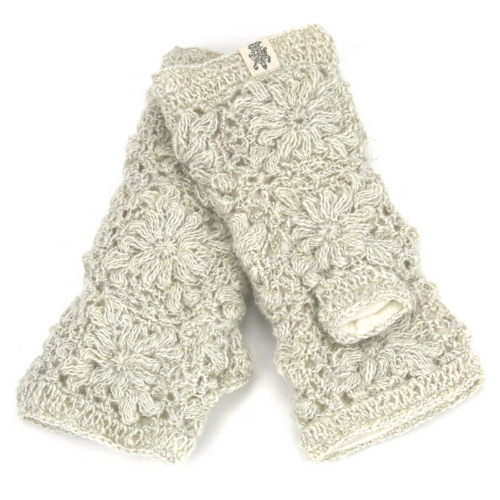 Crochet Handwarmers | White+ Gold