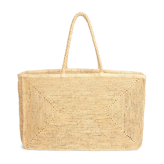 Raffia Rectangular Basket - Pale Natural