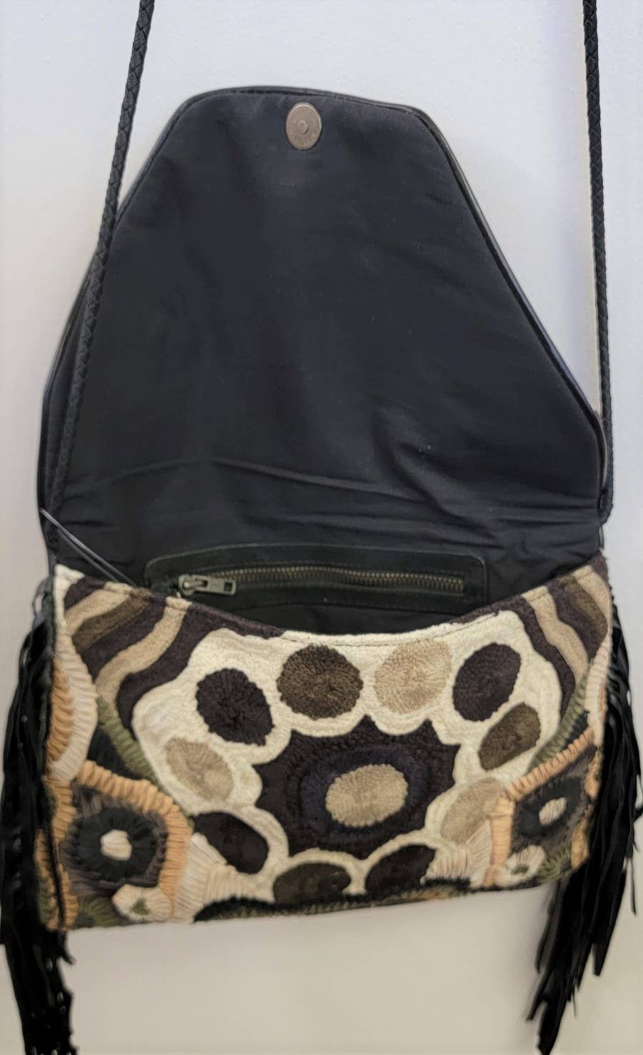 Boho Leather Crossbody Clutch Bag