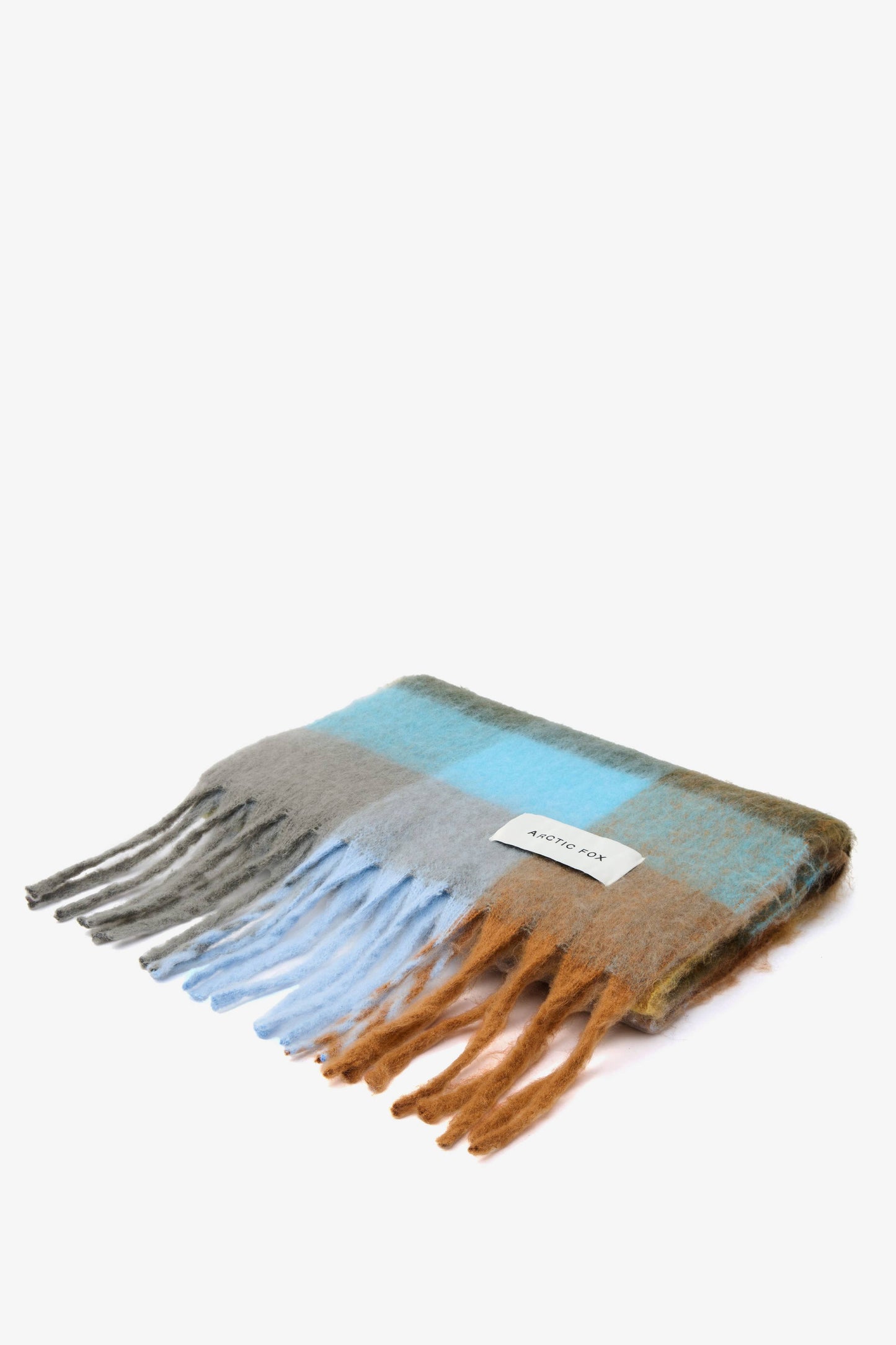 Ultra Soft Recycled Scarf | Blue + Orange Plaid