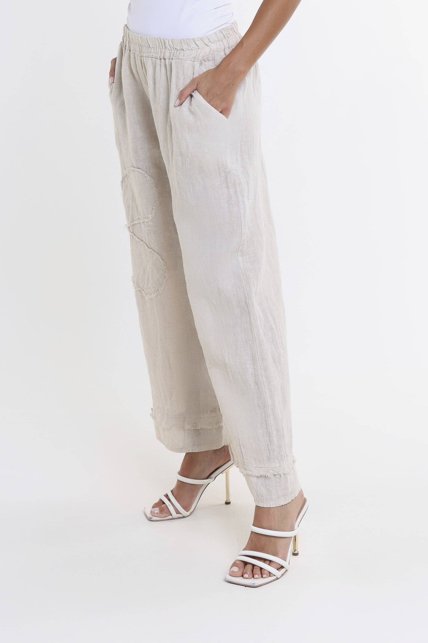 Raw Edge Linen Pant | Black