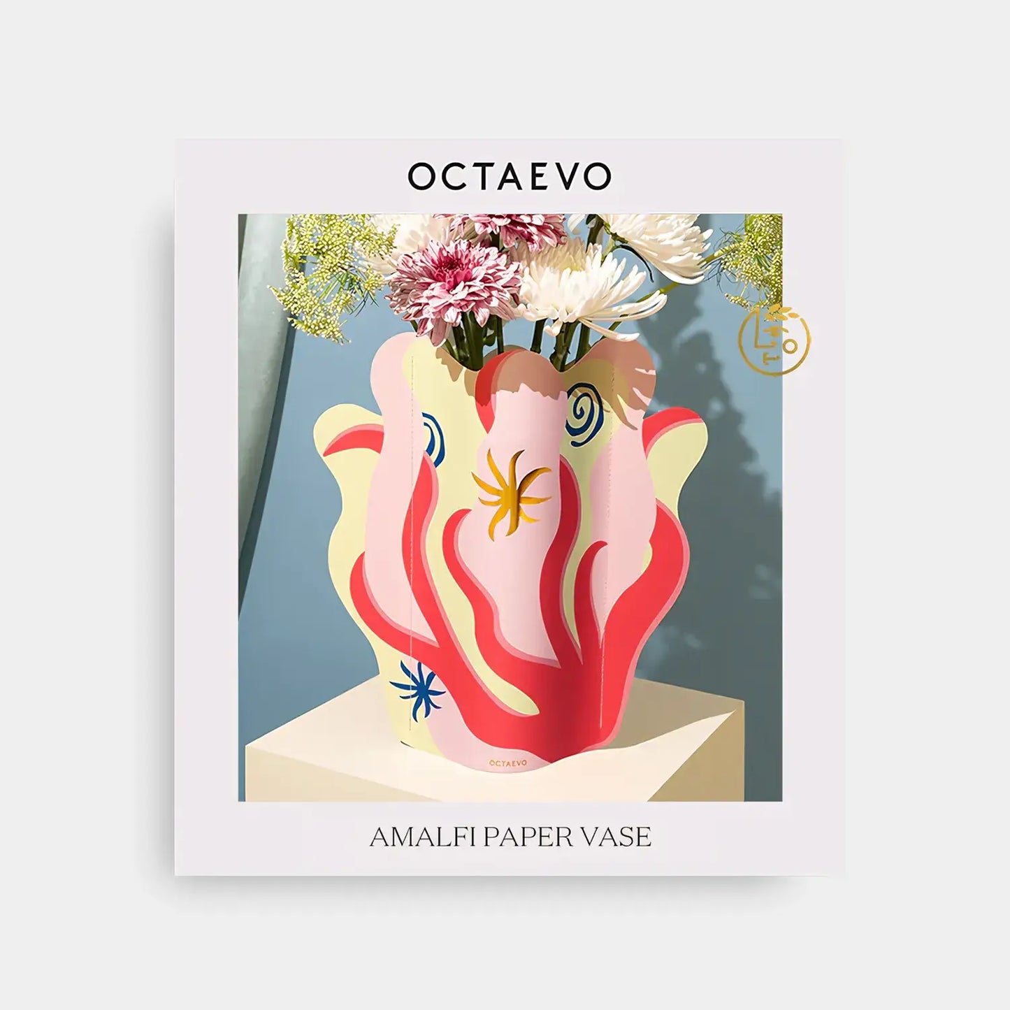 Paper Vase Amalfi Red, Flower Vase & Card Set