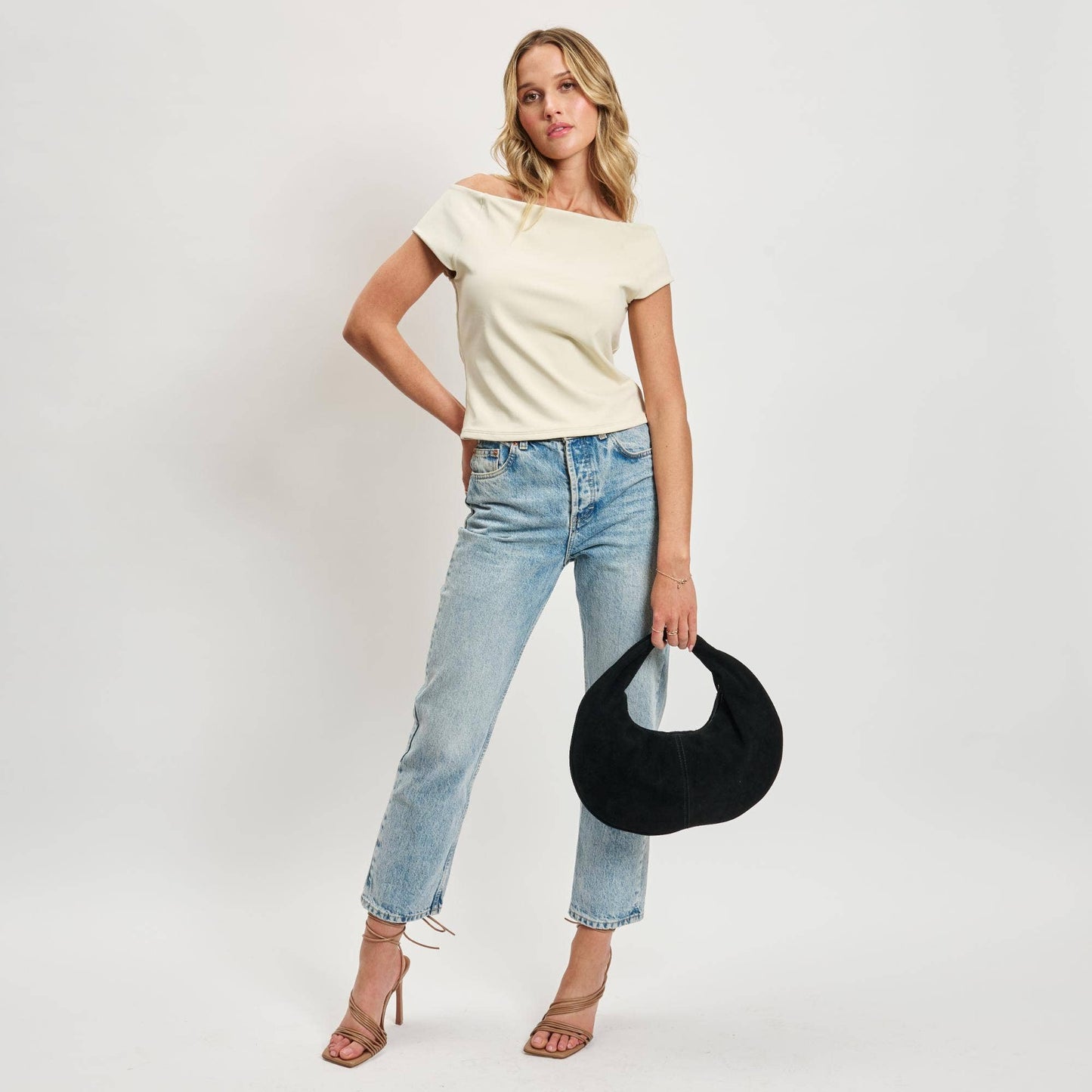 Genuine Suede Leather Hobo | Black