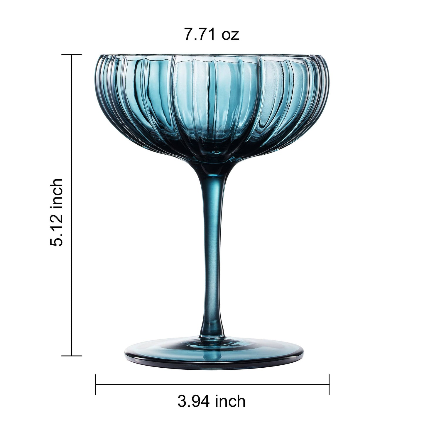 Flower Coupe Cocktail Colored Glasses | Set of 4 | Muted