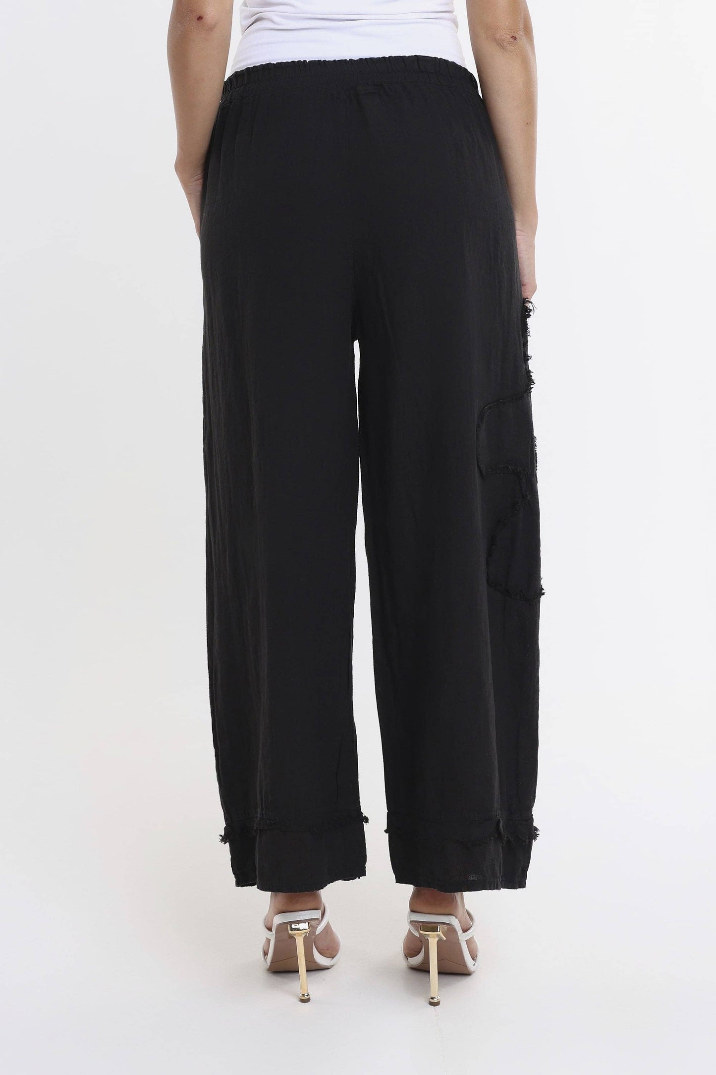 Raw Edge Linen Pant | Black