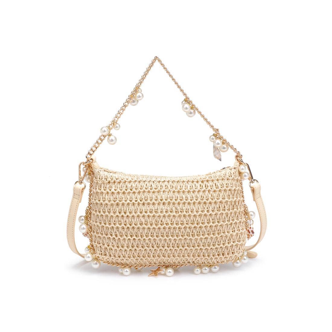 Embellished Raffia + Shell Handbag | Chocolate