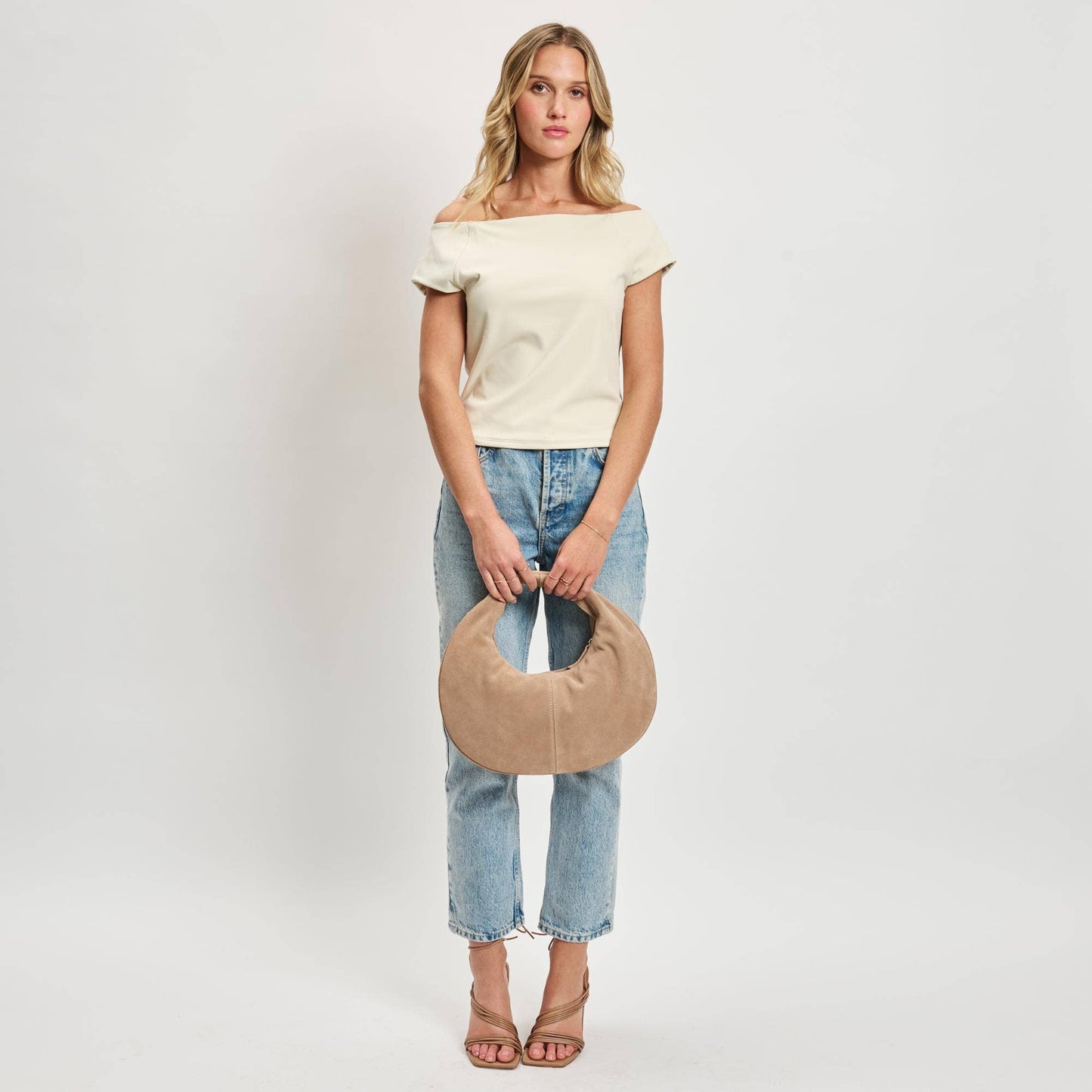 Genuine Suede Leather Handbag | Natural