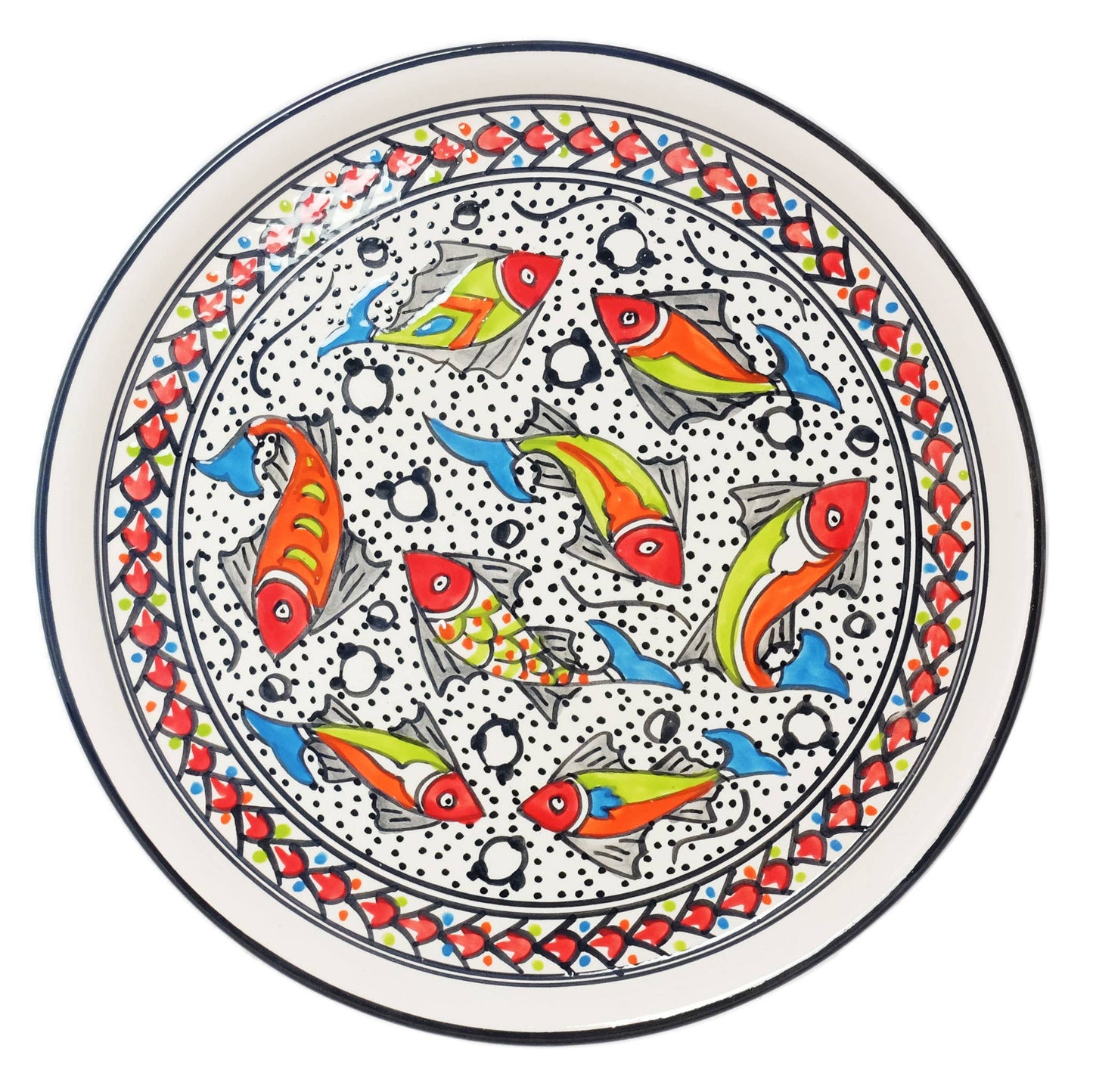 Hand Painted Ceramic Tapas Chip and Dip Server