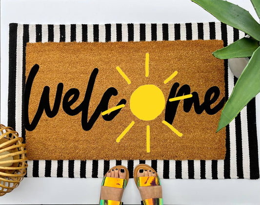 Sunny Welcome Coir Doormat