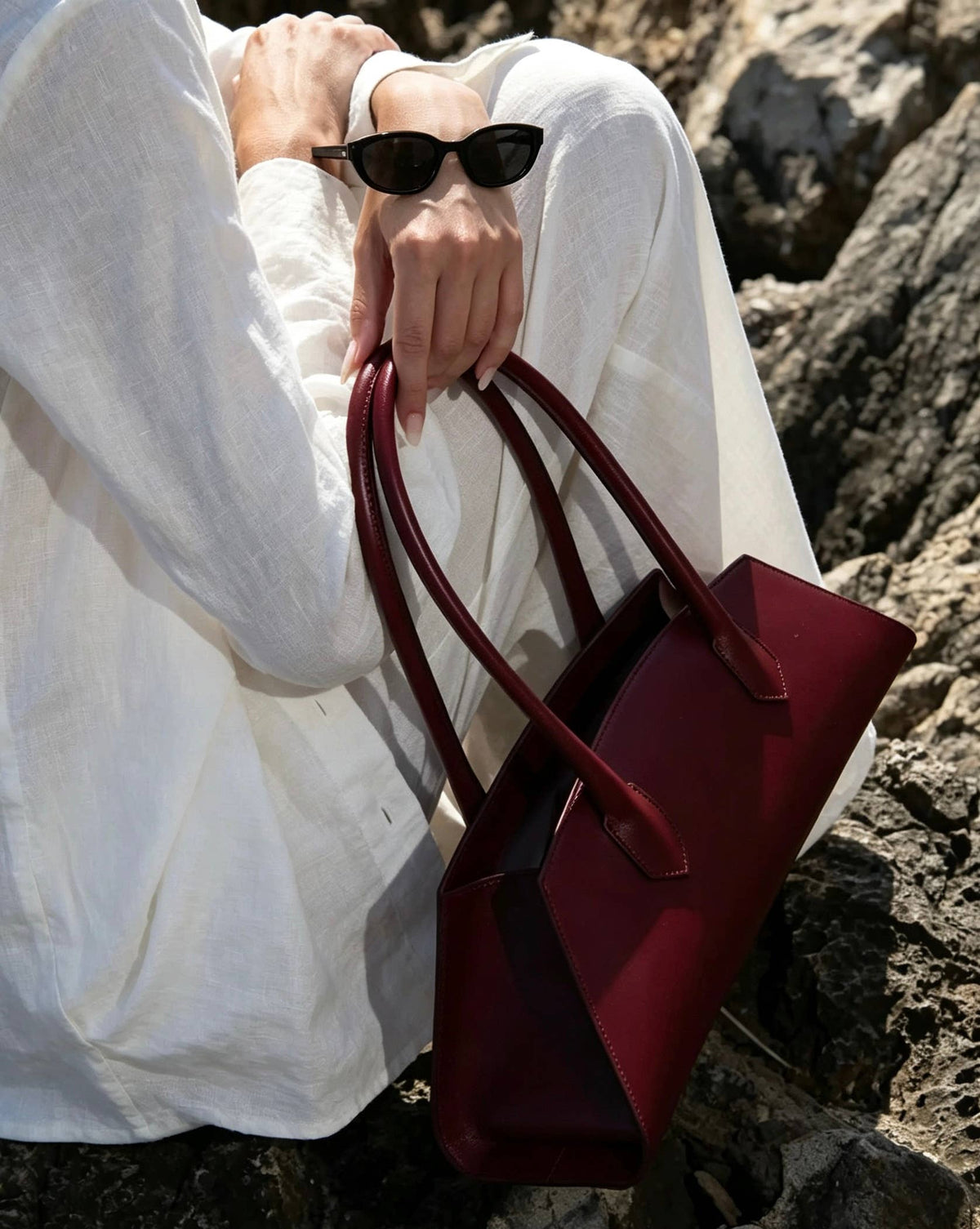 Italian Leather Baguette Bag
