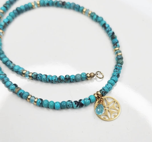 Turquoise +Apatite Beaded Necklace