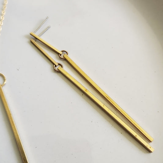 Brass Bar Post Earrings