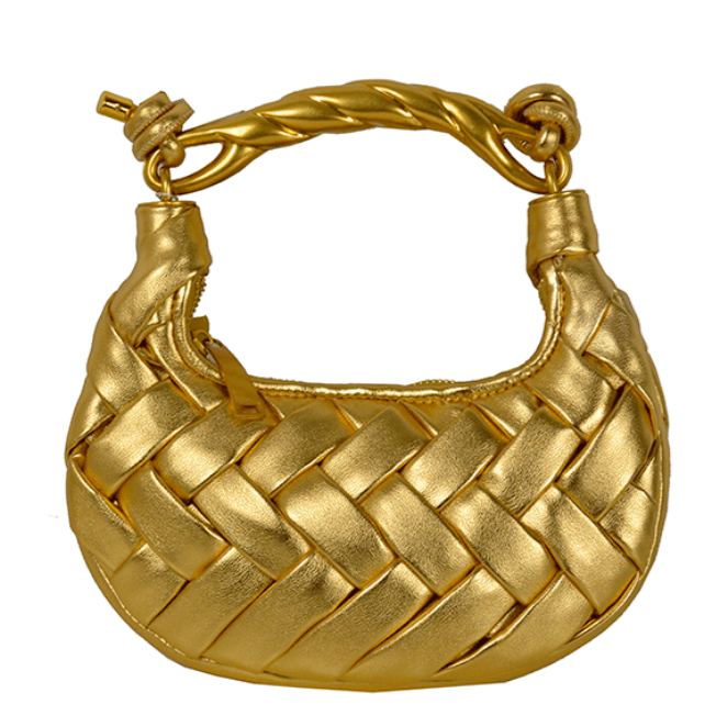 Italian Woven Leather Crossbody Bag | Gold