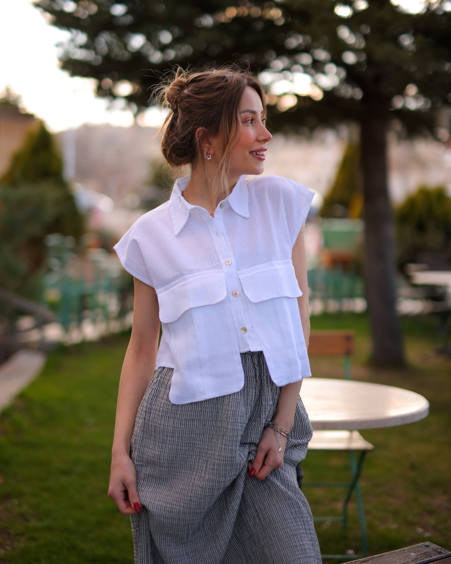 Crop Top Shirt | White